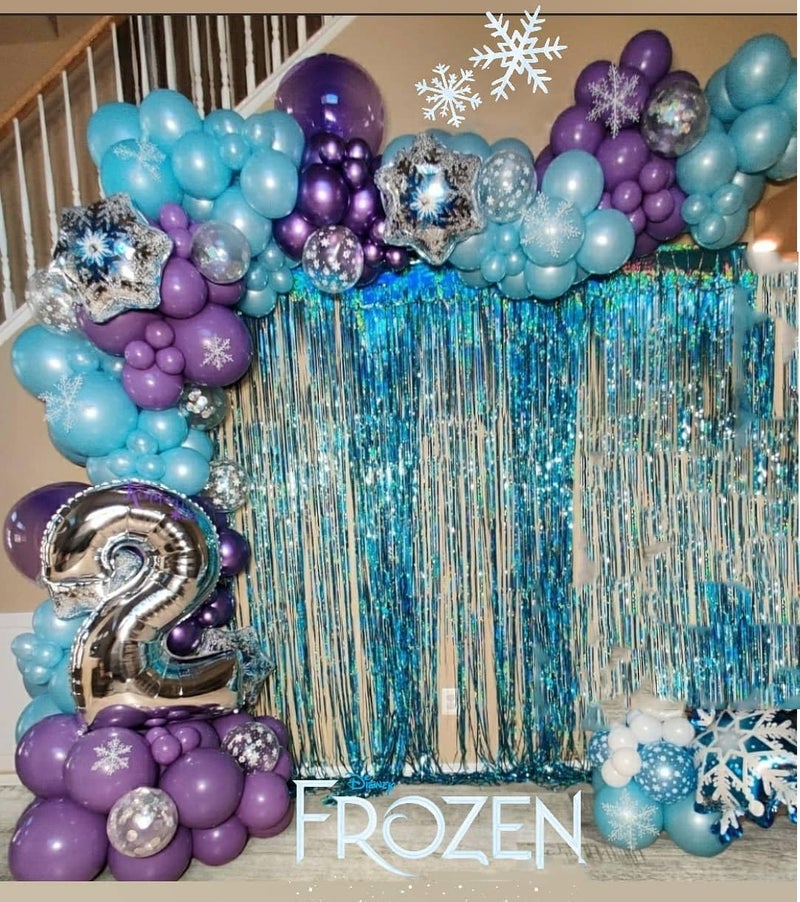 ADOINBY Frozen Balloon Arch Garland Kit, 164Pcs Winter Wonderland Balloon Arch Kit Blue Purple Clear Snowflake Balloons for Winter Wonderland Theme Baby Shower Snow Girl Princess Birthday Decorations - Image 4