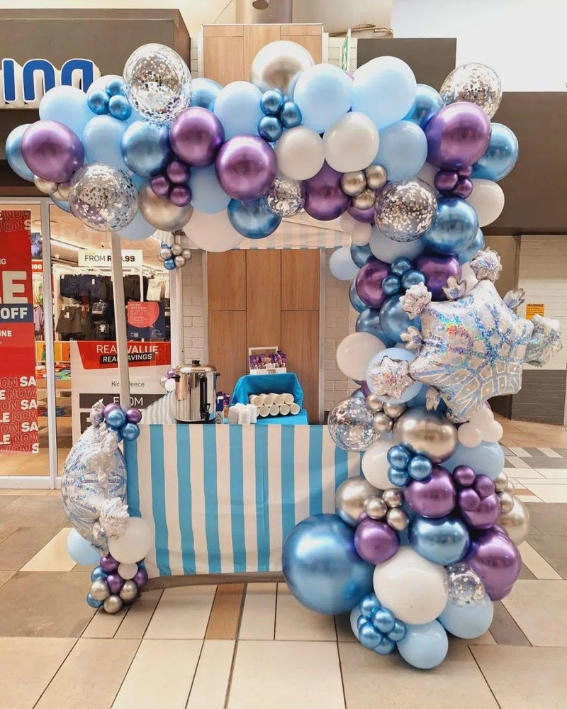 ADOINBY Frozen Balloon Arch Garland Kit, 164Pcs Winter Wonderland Balloon Arch Kit Blue Purple Clear Snowflake Balloons for Winter Wonderland Theme Baby Shower Snow Girl Princess Birthday Decorations - Image 5