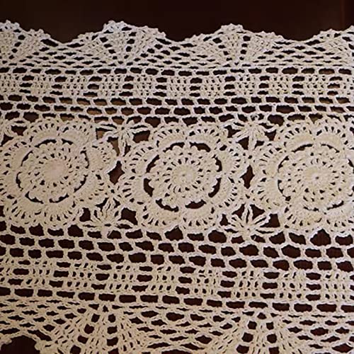 Phantomon Oval Lace Table Runner Doilies Floral Table Scarf Furniture Cloth Cover Handmade Crochet Placemats, 100% Cotton (Beige Oval, 12x24 Inch) - Image 2