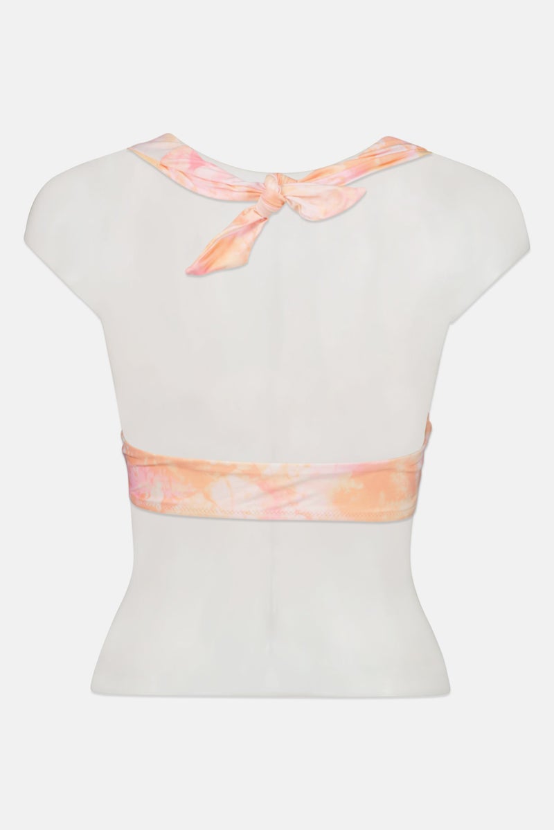 Aerie Women Marble Print Criss Cross Padded Bikini Top, Peach  - Image 2