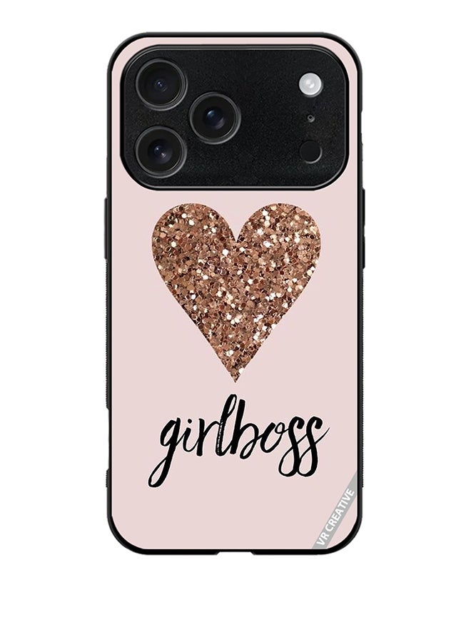 VR CREATIVE Protective Case Cover For Apple iPhone 17 Pro Girl Boss Golden Gloss Heart Design Multicolour