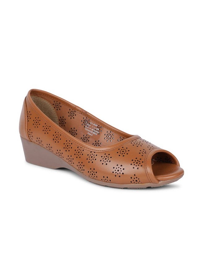 Bata Womens Sarina Peeptoe Ballerinas, (6514041), 5 Brown - Image 1
