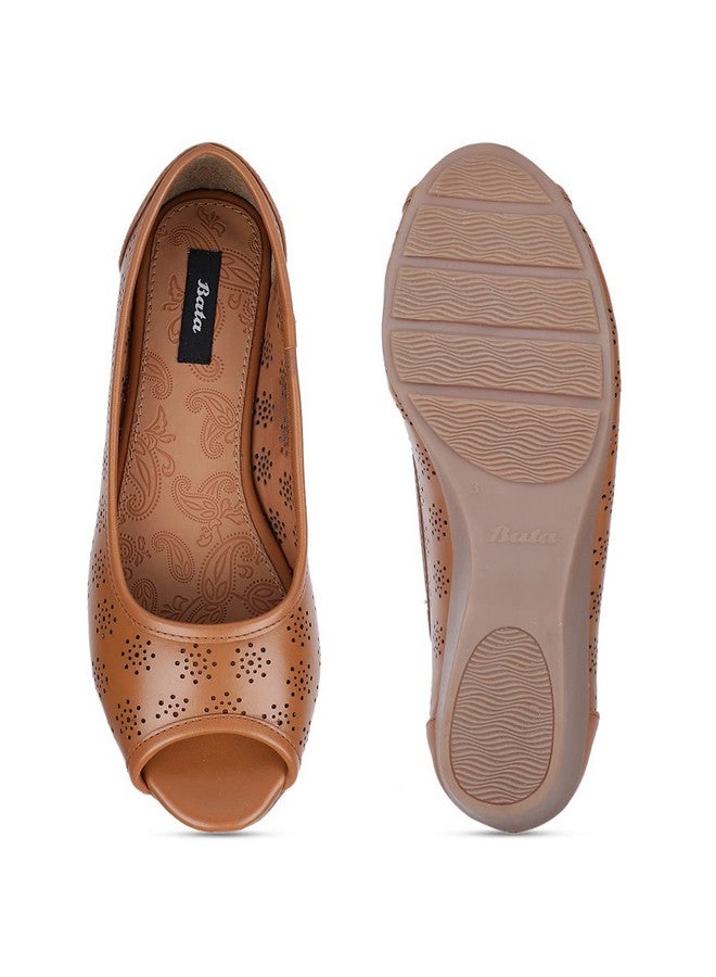 Bata Womens Sarina Peeptoe Ballerinas, (6514041), 5 Brown - Image 4