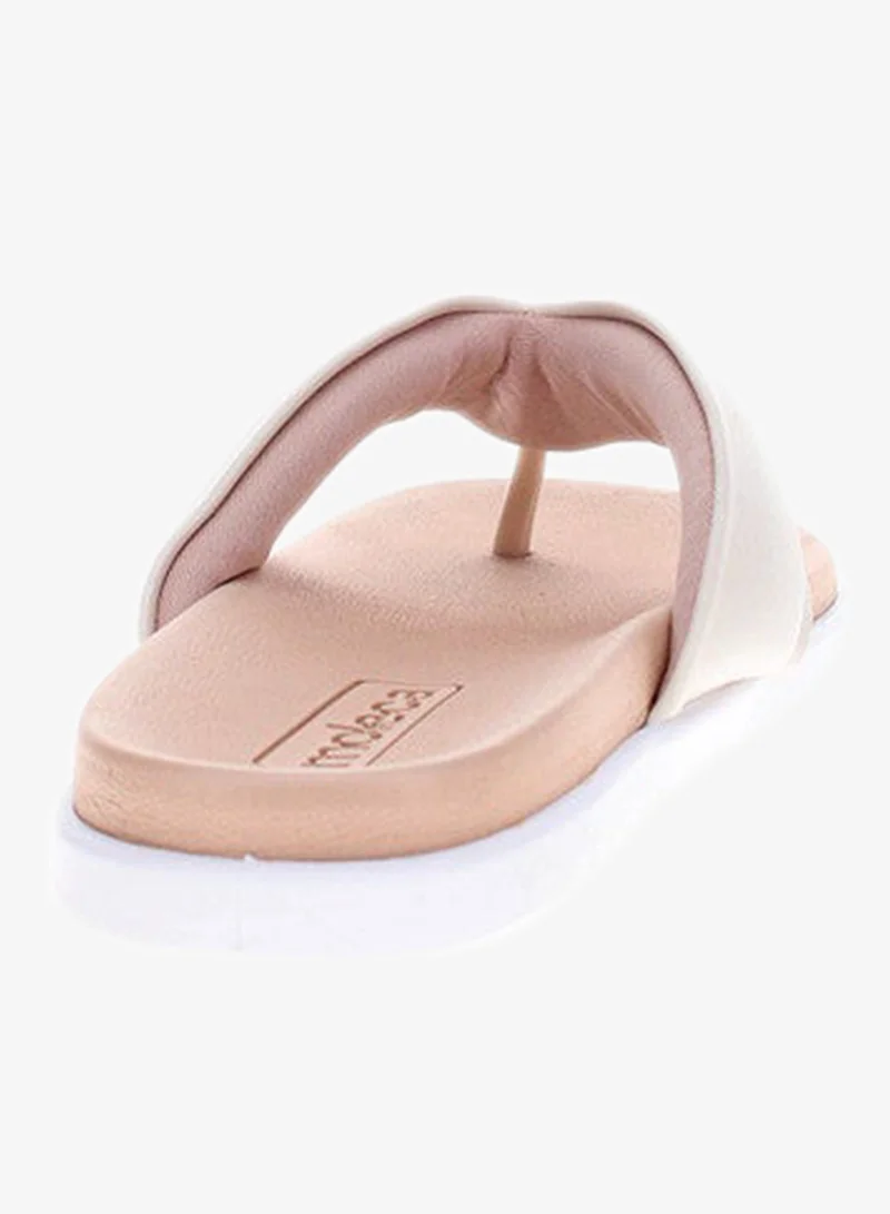 Moleca Off white Moleca Ladies Flat Sandals Off White | Made In Brazil for Women | Best Price UAE