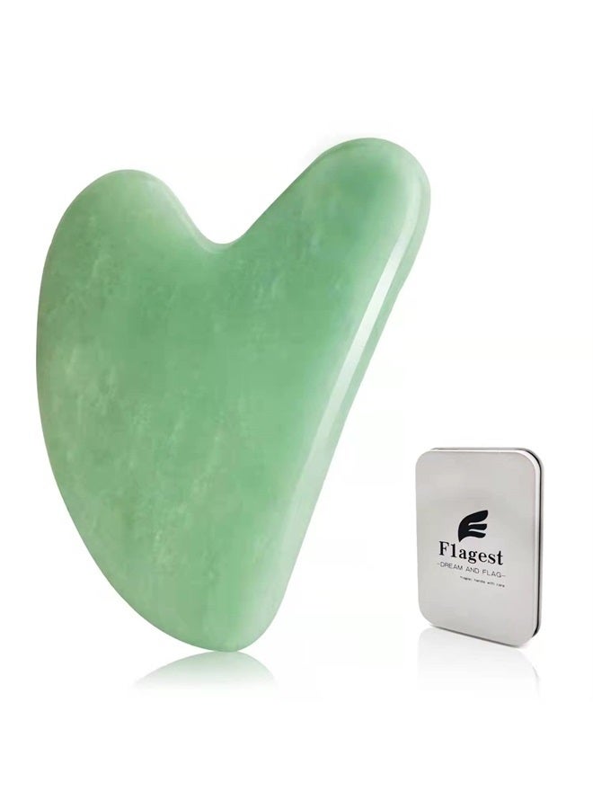 Flagest Gua Sha Facial Tools -Gua Sha Stone -Nature Jade Stone Guasha Massage Tool - Nature Jade Stone for Scraping Facial and SPA Acupuncture Therapy -Heart Shape Jade Trigger Point Treatment on Face (Jade) - Image 1
