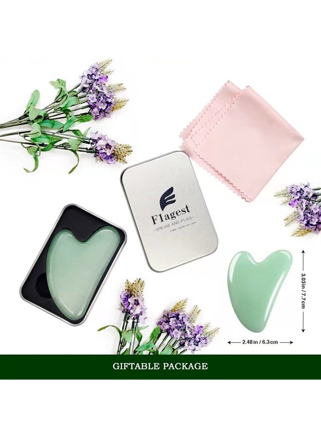Flagest Gua Sha Facial Tools -Gua Sha Stone -Nature Jade Stone Guasha Massage Tool - Nature Jade Stone for Scraping Facial and SPA Acupuncture Therapy -Heart Shape Jade Trigger Point Treatment on Face (Jade) - Image 4