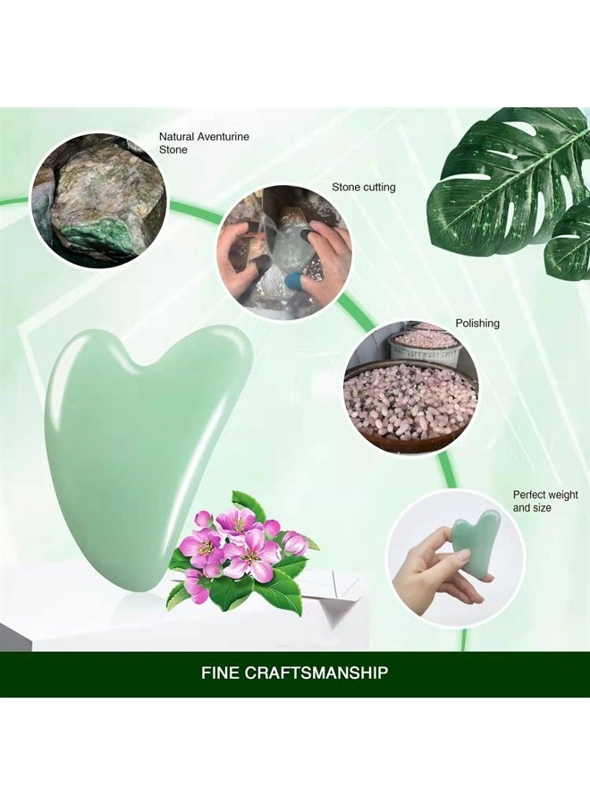 Flagest Gua Sha Facial Tools -Gua Sha Stone -Nature Jade Stone Guasha Massage Tool - Nature Jade Stone for Scraping Facial and SPA Acupuncture Therapy -Heart Shape Jade Trigger Point Treatment on Face (Jade) - Image 3