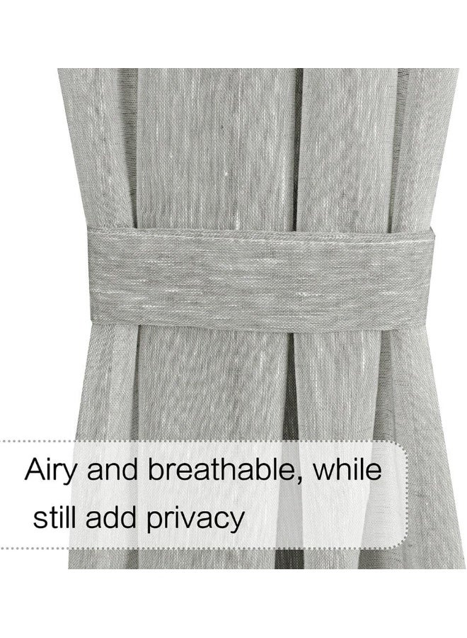 H.VERSAILTEX HVERSAILTEX French Door Curtains with Linen Texture for Sidelight Sheer Window Voile Panel Door Curtains for Light Filtering with Tieback 1 Panel Width in 52 Inches  Dove - Image 2