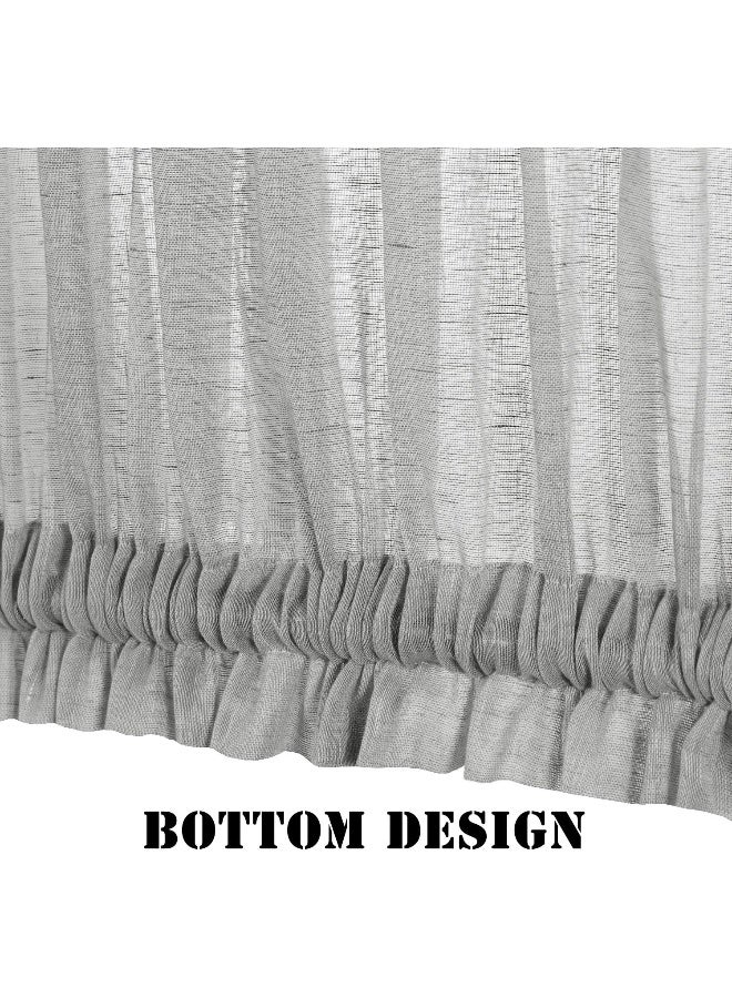 H.VERSAILTEX HVERSAILTEX French Door Curtains with Linen Texture for Sidelight Sheer Window Voile Panel Door Curtains for Light Filtering with Tieback 1 Panel Width in 52 Inches  Dove - Image 3