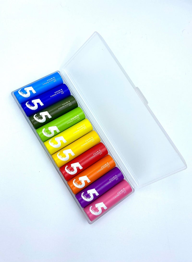 بطارية ايه ايه قوس قزح عبوة من 10 قطع 1.5 فولت تقنية مقاومة للتسرب رباعية الأضعاف خلية قلوية من الزنك والمنجنيز وثاني أكسيد قوس قزح - Image 2