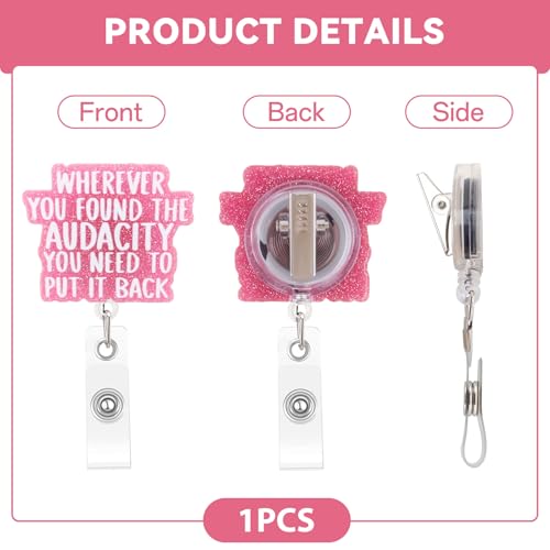 Mahrokh Funny Nurse Badge Reel, Wherever You Found The Audacity You Need to Put It Back Badge Holder with Retractable Clip, Cute Gifts for Nursing Student RN LPN CNA MA Medical Worker Teacher Doctor - Image 4