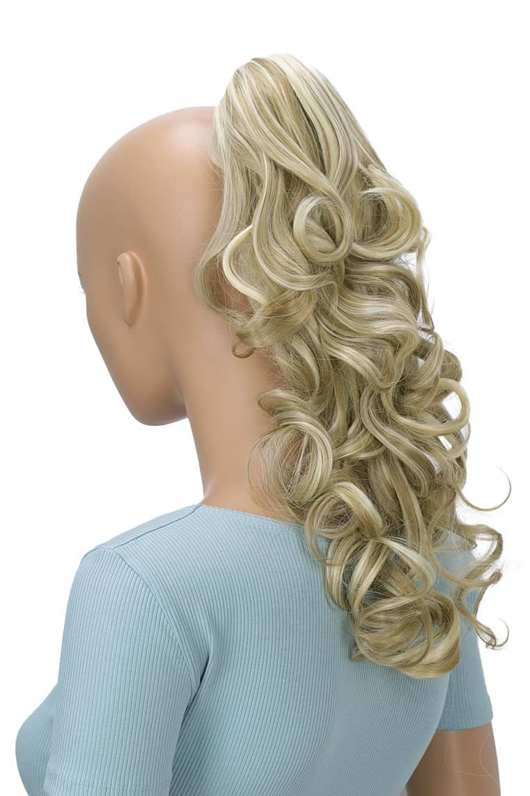 CAISHA 16 Hairpiece Ponytail Clip On Extension Voluminous Wavy Light Blonde Mix H210