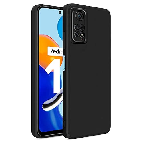 LIRAMARK Silicone Soft Back Cover Case for Xiaomi Redmi Note 11 (4G)/ Xiaomi Redmi Note 11S (4G) (Black) - Image 1