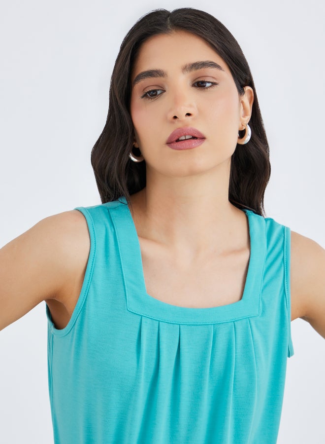 تايك تو بلوزة بدون أكمام مربعة بياقة مربعة قطعتين - Image 3