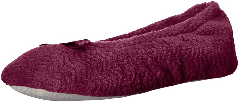 isotoner Women's Diamond Chevron Microterry Gemma Ballerina Slippers with Memory Foam Comfort and Non-slip Sole, Rose Violet Chevron, 6.5-7. 5 - Image 1
