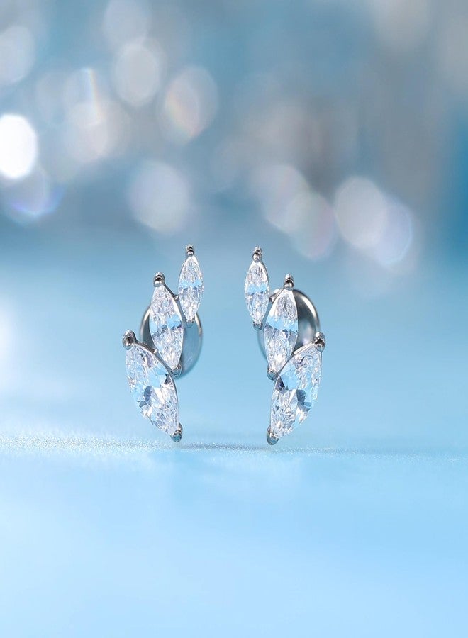 limerencia F136 Titanium Hypoallergenic Cubic Zirconia Flat Back Internally Threaded Studs 18G Tragus Helix Conch Cartilage Climber Crawler Piercing Jewelry Earrings for Women (a pair) - Image 5