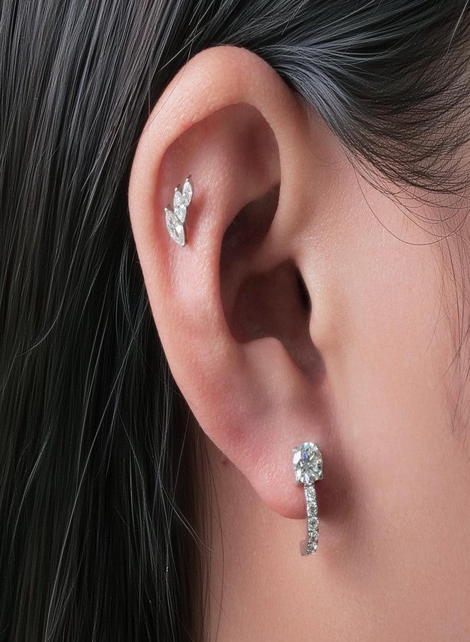 limerencia F136 Titanium Hypoallergenic Cubic Zirconia Flat Back Internally Threaded Studs 18G Tragus Helix Conch Cartilage Climber Crawler Piercing Jewelry Earrings for Women (a pair) - Image 2