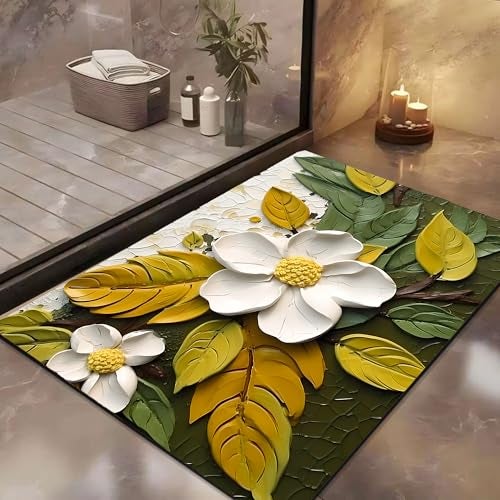 Yellow Weaves Rubber 3D Patterned Anti Slip Water Soaking Rectangular Floor Mat,Water Absorbent Non Slip Quick Dry Mat for Bathroom,Door Mat for Home,Kitchen,Office(Pack of 1),Champo,Multicolor - Image 1