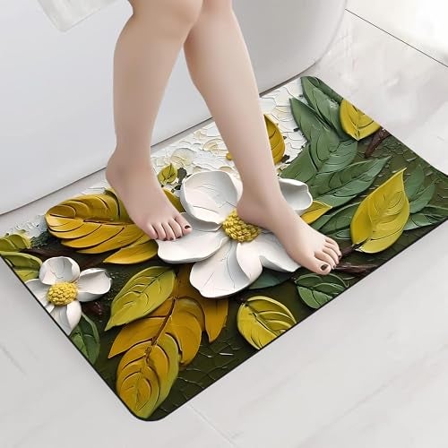 Yellow Weaves Rubber 3D Patterned Anti Slip Water Soaking Rectangular Floor Mat,Water Absorbent Non Slip Quick Dry Mat for Bathroom,Door Mat for Home,Kitchen,Office(Pack of 1),Champo,Multicolor - Image 2
