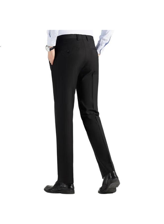 ROMON Men'S High Waist Wrinkle-Free Business Suit Trousers Casual Pants Dad Pants Elastic Suit Straight Pants - Image 2