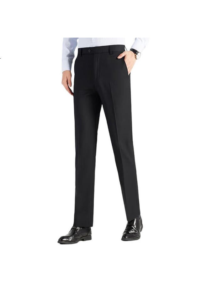 ROMON Men'S High Waist Wrinkle-Free Business Suit Trousers Casual Pants Dad Pants Elastic Suit Straight Pants - Image 3