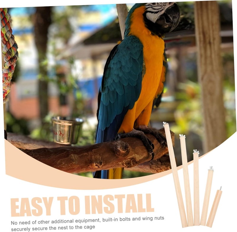 Toddmomy 5pcs Parrot Standing Pole Bird Cage Stand Wooden Parakeet Perch Bird Claw Grinding Stick Parakeet Perch Toy Cage Accessories Stands for Parrots Wood Tree - Image 4