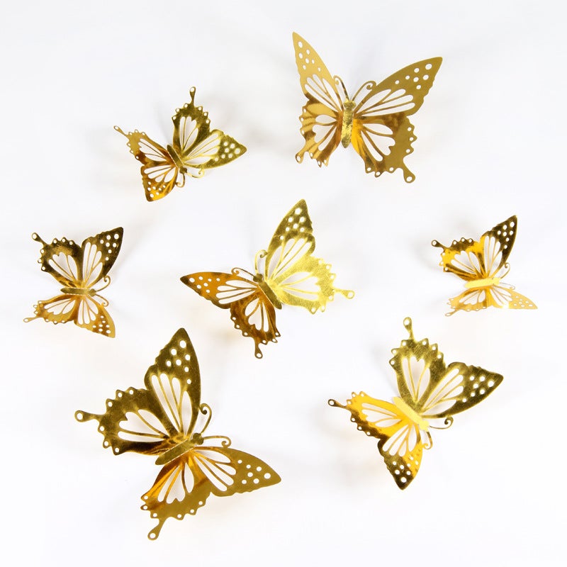 12-Pack 3D Metal Texture Cut Out Butterfly Export Wall Stickers Stereo Artificial Butterfly Home Sticker Decoration - Image 5