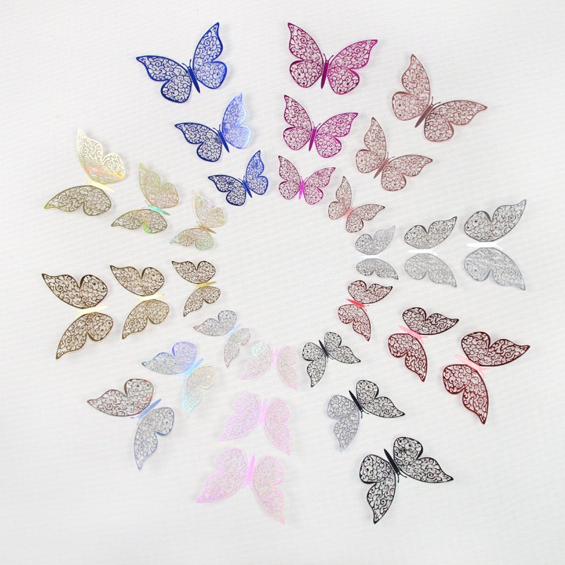 12-Pack 3D Metal Texture Cut Out Butterfly Export Wall Stickers Stereo Artificial Butterfly Home Sticker Decoration - Image 4