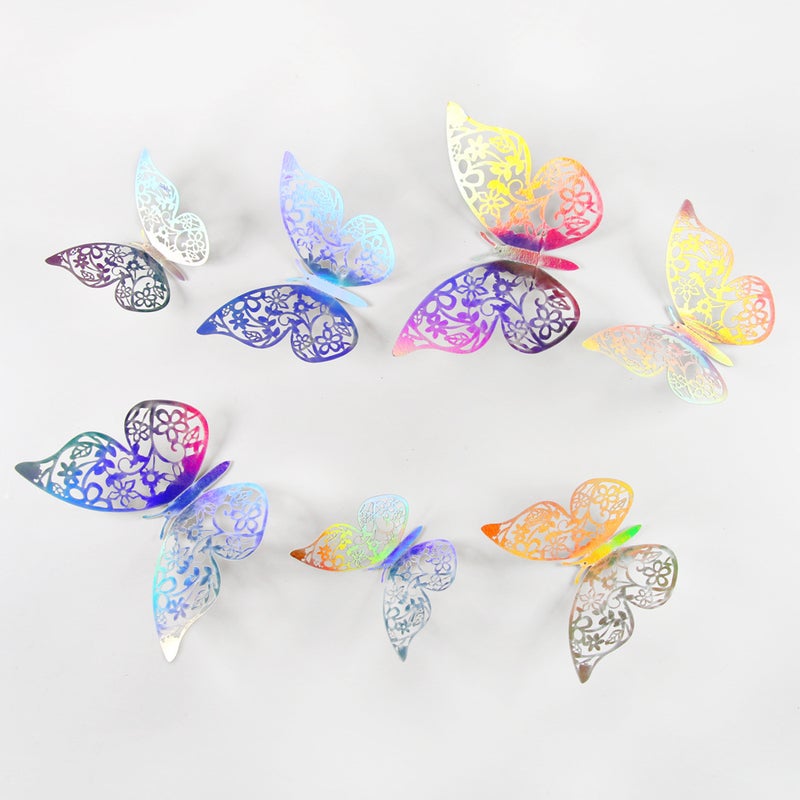12-Pack 3D Metal Texture Cut Out Butterfly Export Wall Stickers Stereo Artificial Butterfly Home Sticker Decoration - Image 2