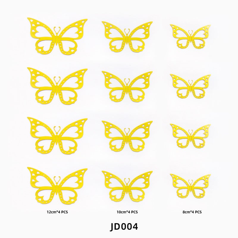12-Pack 3D Metal Texture Cut Out Butterfly Export Wall Stickers Stereo Artificial Butterfly Home Sticker Decoration - Image 1