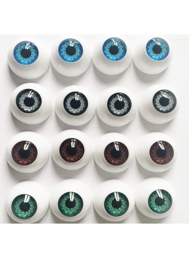 Jashem 8 Pairs Of 4 Colors 22Mm Half Round Realistic Acrylic Eyes For Halloween Props, Masks, Dolls Or Bears Craft Plastic Eyeballs (22Mm) - Image 1