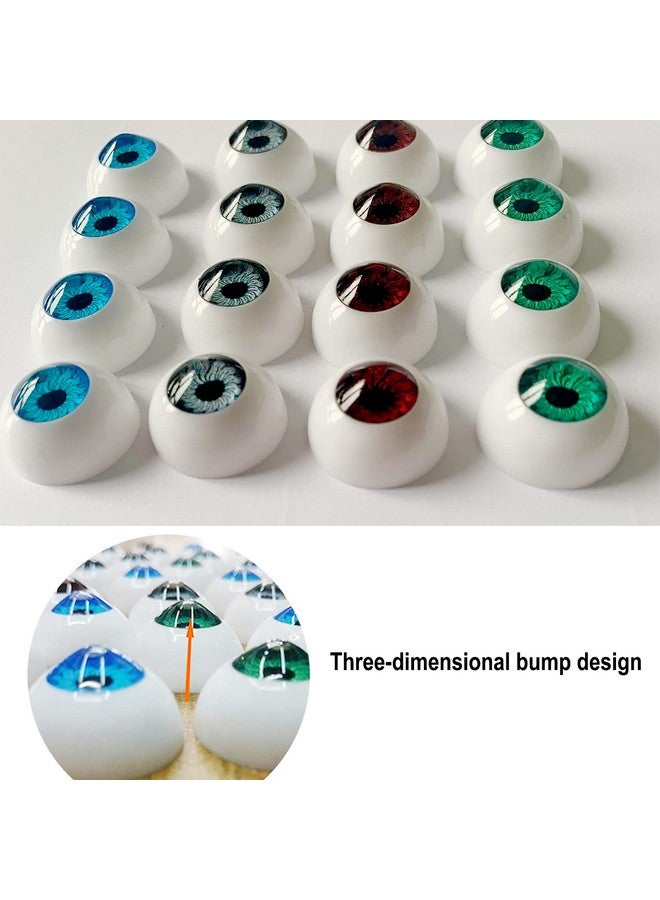 Jashem 8 Pairs Of 4 Colors 22Mm Half Round Realistic Acrylic Eyes For Halloween Props, Masks, Dolls Or Bears Craft Plastic Eyeballs (22Mm) - Image 2