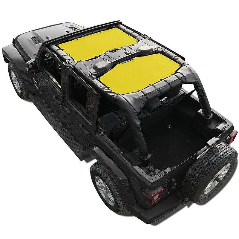 Shadeidea Sun Shade Top for Jeep Wrangler JL Unlimited 20182023 4 Door Front and Rear 2 pieceYellow Mesh Screen Sunshade JLU Top Cover UV Blocker with Grab Bag 10 Year Warranty