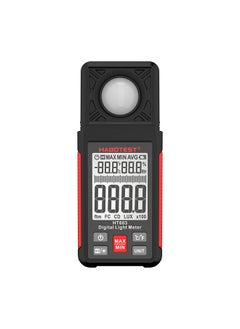 HT603 Digital Lux Meter Light Meter 200,000 Lux Digital Illuminance Meter with LCD Backlight Display Ambient Humidity and Temperature Meter