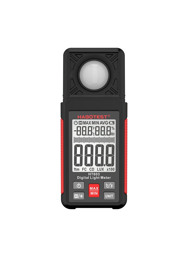 HABOTEST - HT603 Digital Lux Meter Light Meter 200,000 Lux Digital Illuminance Meter with LCD Backlight Display Ambient Humidity and Temperature Meter - Image 1