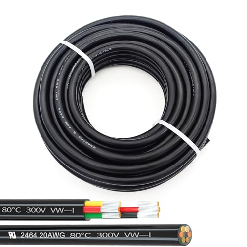 CBAZY 20AWG UL2464 Power Cable Stranded Electrical Wire LED Red & Black & Yellow & White & Green & Orange 6 Conductors 25ft tinned Copper 6Cord - Image 1