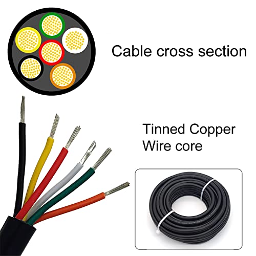 CBAZY 20AWG UL2464 Power Cable Stranded Electrical Wire LED Red & Black & Yellow & White & Green & Orange 6 Conductors 25ft tinned Copper 6Cord - Image 3