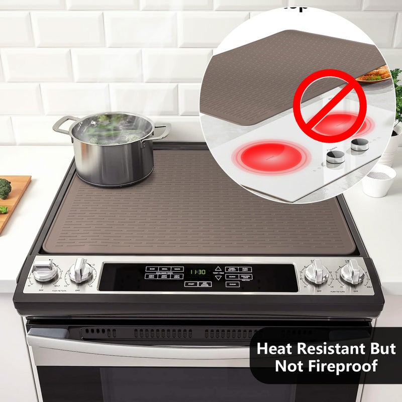Anevna Stove Top Cover for Electric Stove- Range Covers for Electric Stove,Silicone XXL Dish Drying Mat, Glass Cooktop Covers, Flat RV Range top Mats (Coffee, 28"x20") - Image 5