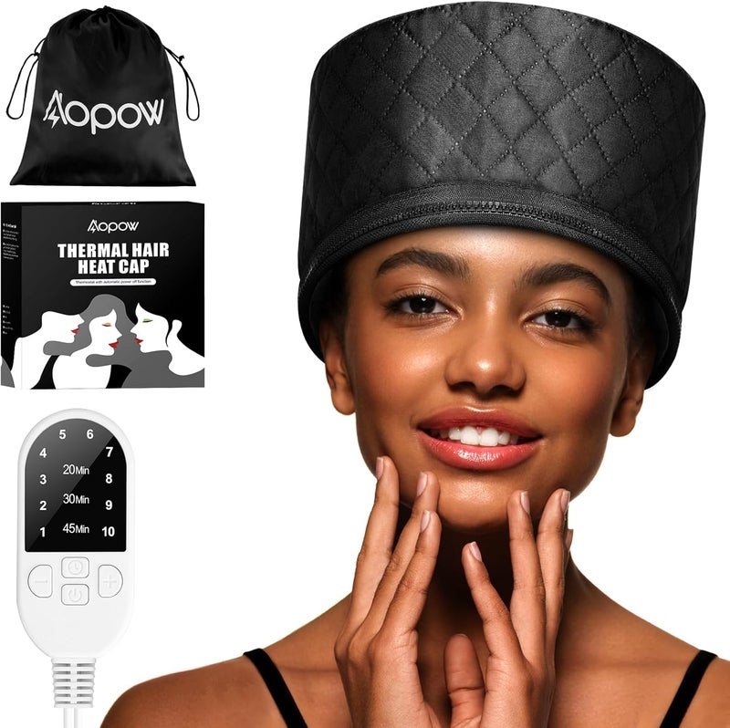 Hair Cap Treatment Steamer for Deep Conditioning Upgraded Thermal Hot Head Heat Hat Electric for Afro Hair Spa Care Home Use with 10 Level Heats Up Quickly Heating Caps for Hair Treatment
