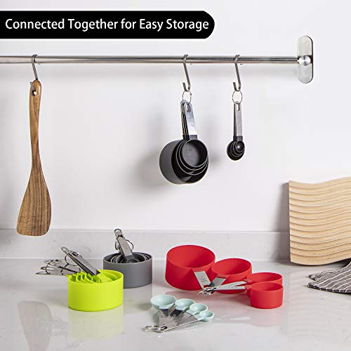 Huygens Measuring Cups and Spoons Set of Huygens Kitchen Gadgets 10 Pieces, Stackable Stainless Steel Handle Measuring Cups for Measuring Dry and Liquid Ingredient (White) - Image 5