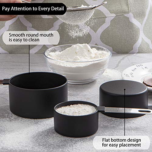 Huygens Measuring Cups and Spoons Set of Huygens Kitchen Gadgets 10 Pieces, Stackable Stainless Steel Handle Measuring Cups for Measuring Dry and Liquid Ingredient (White) - Image 4