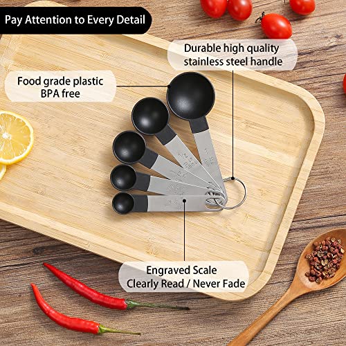 Huygens Measuring Cups and Spoons Set of Huygens Kitchen Gadgets 10 Pieces, Stackable Stainless Steel Handle Measuring Cups for Measuring Dry and Liquid Ingredient (White) - Image 3