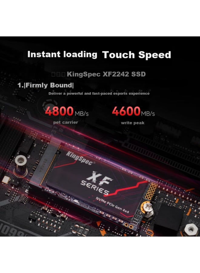 Kingspec 512gb Ssd Nvme 2242 M.2 Interface, Selected Tlc Nand, Pcie 4.0, Read Speed 4800mb/s, Ai Pc Storage Accessory - Image 1
