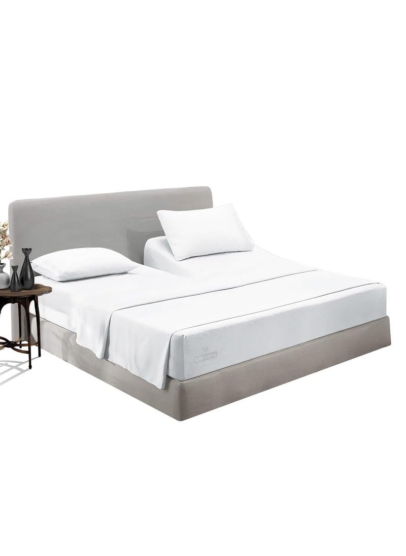 SGI bedding SGI bedding 32"" Cal King Split Top Flex Head Sheet 100% Egyptian Cotton Sheet Set - 600 Thread Count Flex Top Sheet Adjustable Bed - 4 Piece Sheet Set 18"" Deep Pocket Sleep Number Bed - White Solid  - Image 1