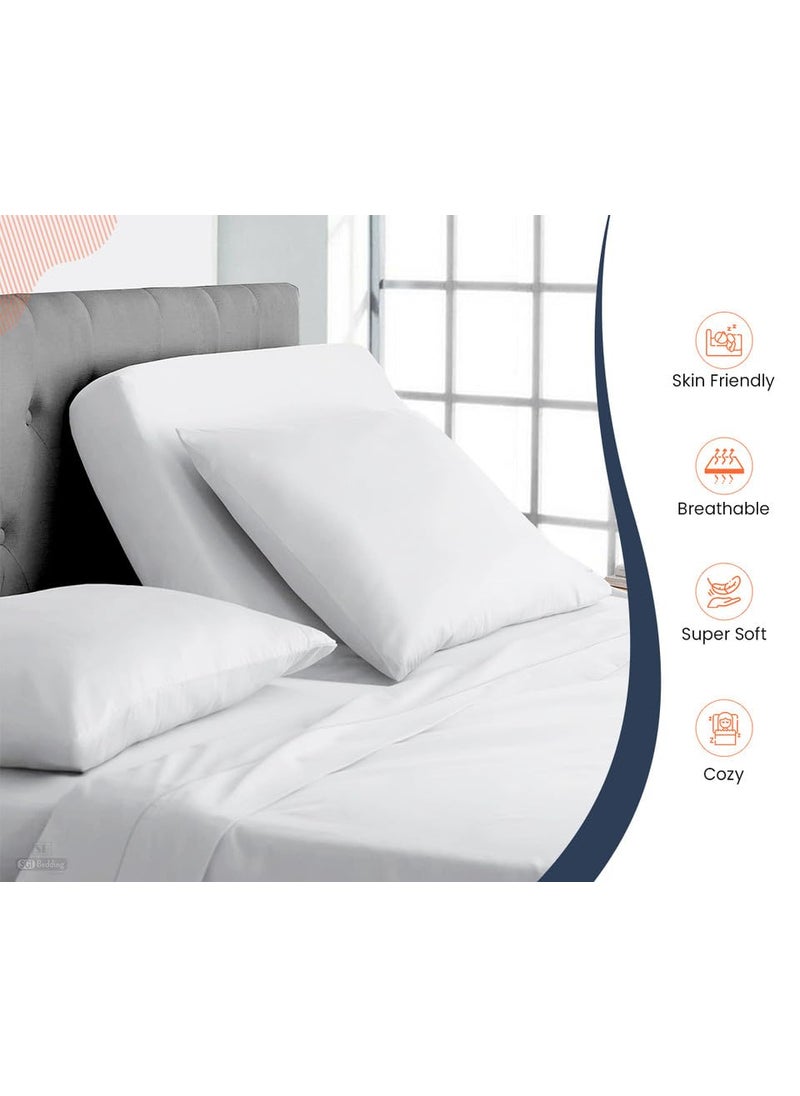 SGI bedding SGI bedding 32"" Cal King Split Top Flex Head Sheet 100% Egyptian Cotton Sheet Set - 600 Thread Count Flex Top Sheet Adjustable Bed - 4 Piece Sheet Set 18"" Deep Pocket Sleep Number Bed - White Solid  - Image 4