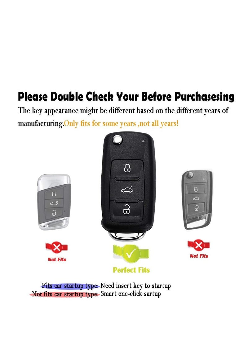 SYOSI SYOSI Key Fob Cover for vw Key fob Cover Volkswagen Key fob Cover vw Jetta Beetle Passat Touran Tiguan Skoda Accessories Premium Soft TPU Anti-dust Full Protection 3 Buttons - Image 3