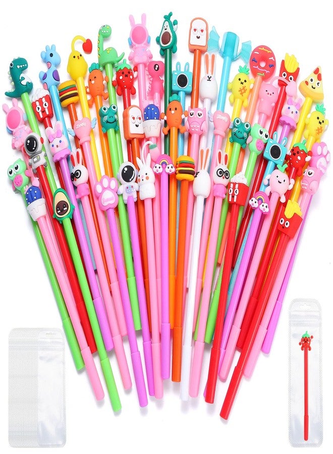 TOEMUR 140 Pcs Cute Pens Bulk - 70 Fun Character Pens with 70 Pen Bags, Kawaii Animal & Cartoon Gel Pens for School, Office, Student Prizes, Birthday & Christmas Party Favors, Bingo Prizes (Colorful) - Image 1