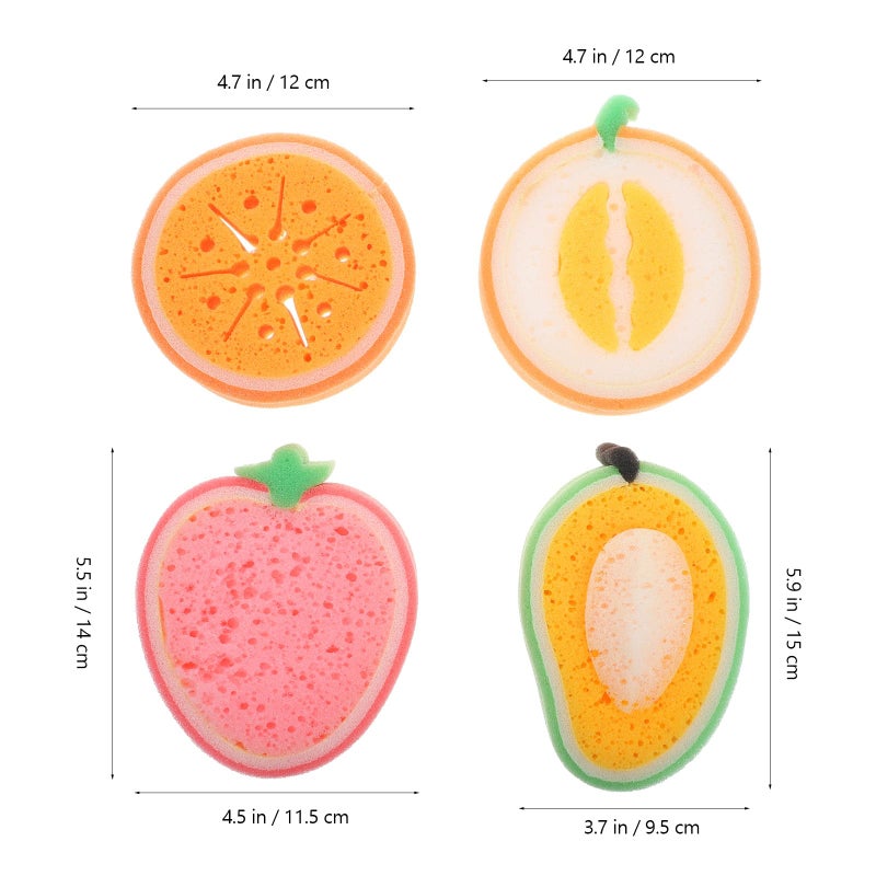 Thickened Cartoon Kitchen Sponges 4pcs Multi Function Dish Scrubber Set - Image 3