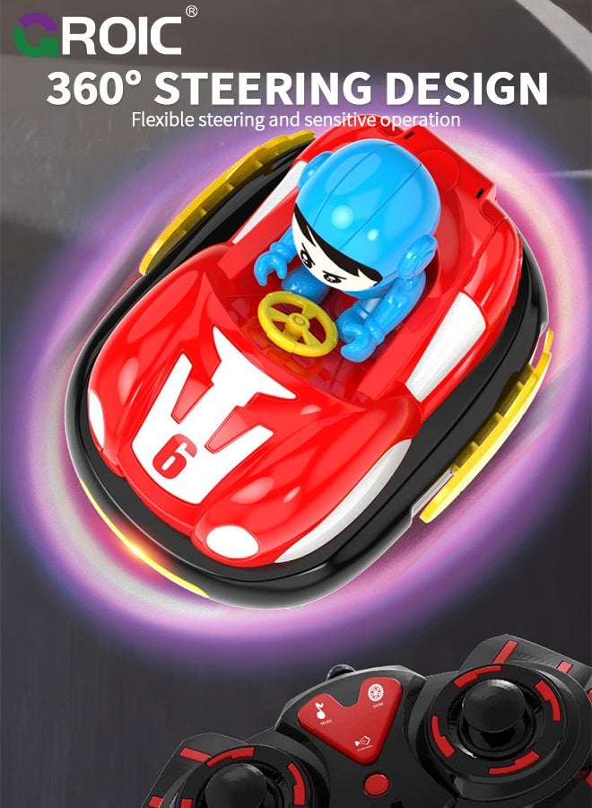 GROIC 2 Pack Cartoon Remote Control Bumper Car for Toddlers, Kids Remote Control Cars, Mini RC Cars with Light & Sound & 360°Rotating, Race car Toys for Boys Girls - Image 5