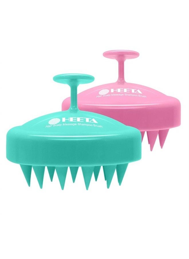 Heeta 2 Pack Hair Scalp Massager Shampoo Brush for Hair Growth, Hair Scalp Scrubber with Soft Silicone, Wet and Dry Hair Detangler (Green & Pink)  - Image 1